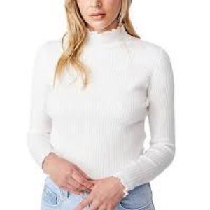Zara White Ribbed Turtleneck - Size S